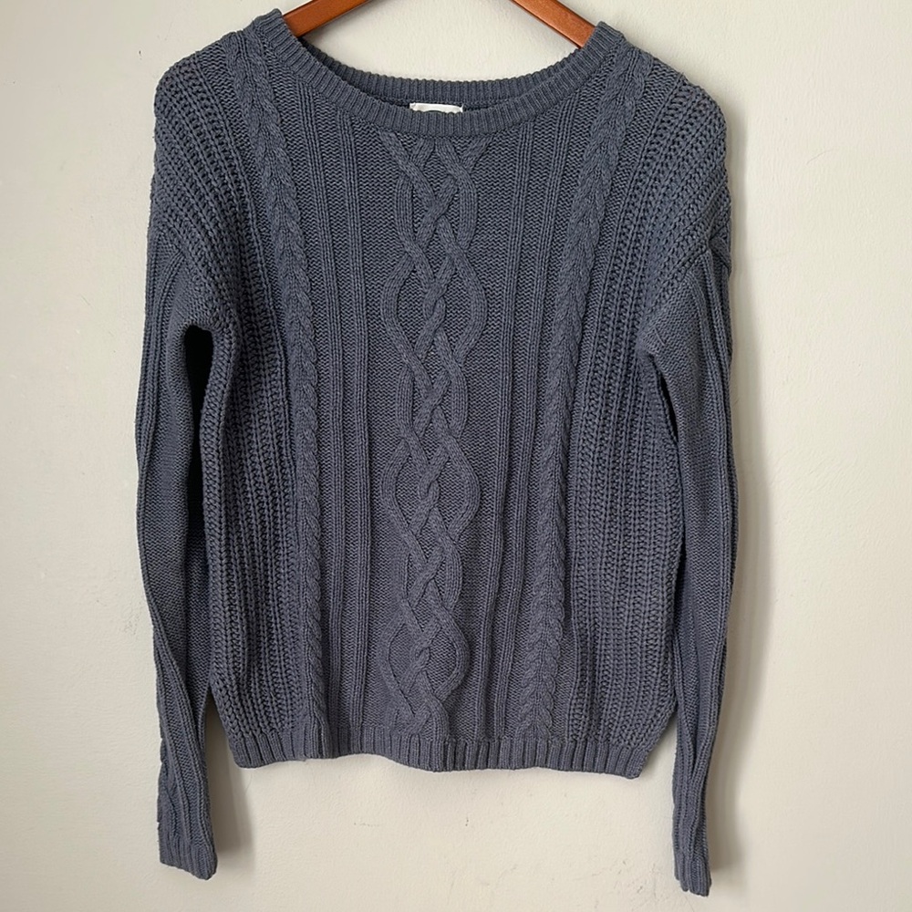 Old Navy Sweater Blue Gray Stretch Weave Ribbon size M